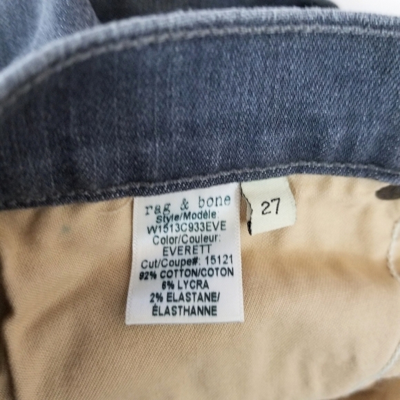 Rag & Bone 9 Inch Skinny gray denim skinny jeans - Picture 7 of 7